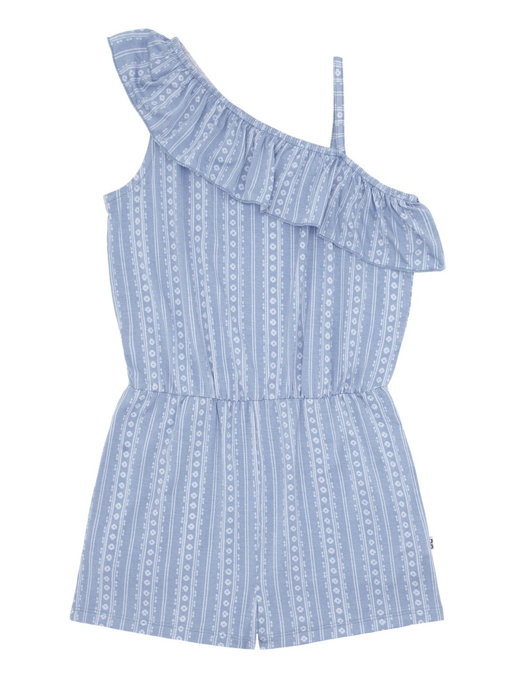 NWT Little Sleepies Island Stripes Blue Bali Stripes Ruffle Asymmetrical Romper